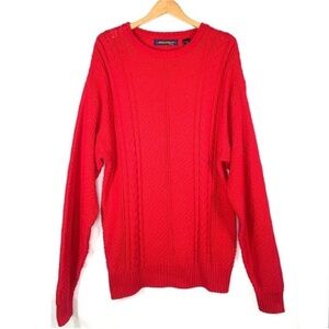 SHOP CLOSING! Vintage 90s Architect Red Cotton Cable Knit Sweater